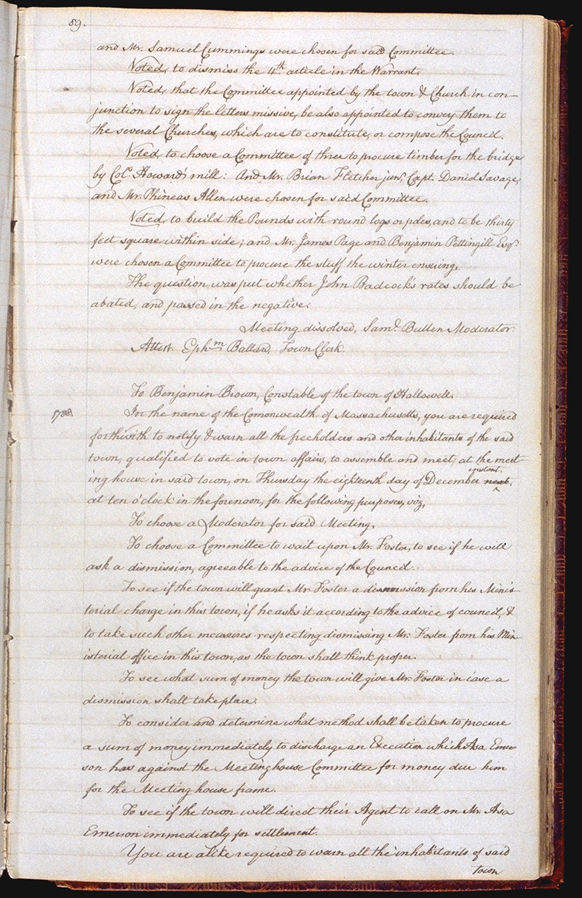Hallowell Town Records (Transcription by John Sewall) folio 89 (December 18, 1788 meeting). Choose 'View Text' (at top) for faster download.