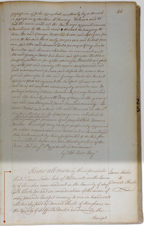 Land deeds of Rev. Foster August 2, 1790 Page 66. Choose 'View Text' (at top) for faster download.