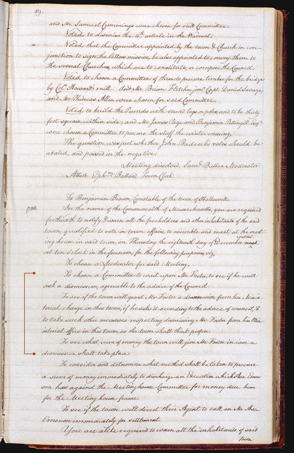 Hallowell Town Records (Transcription by John Sewall) folio 89 (December 18, 1788 meeting). Choose 'View Text' (at top) for faster download.