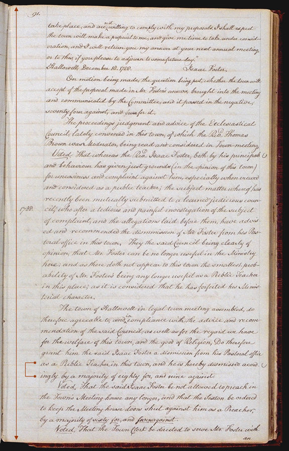 Hallowell Town Records (Transcription by John Sewall) folio 91 (December 18, 1788 meeting). Choose 'View Text' (at top) for faster download.