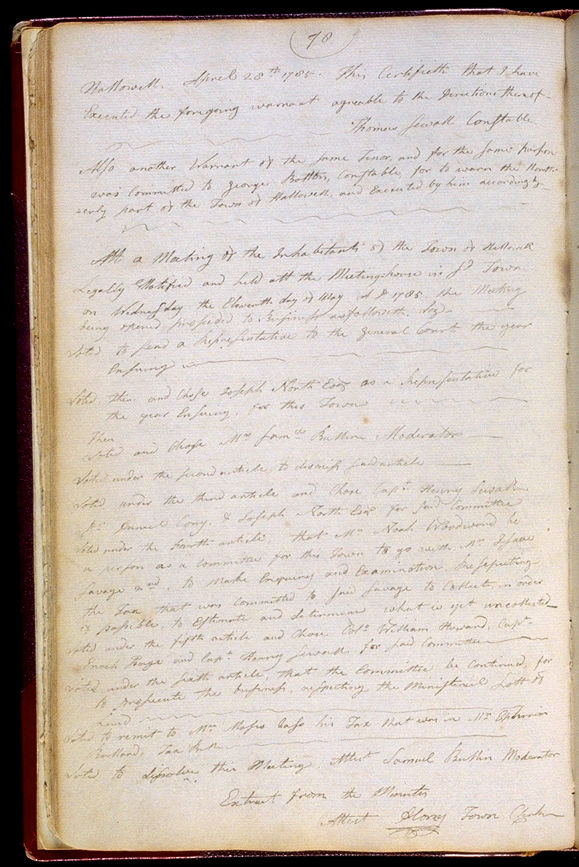 Hallowell Town Records (Original) folio 78 (May 11, 1785 meeting). Choose 'View Text' (at top) for faster download.