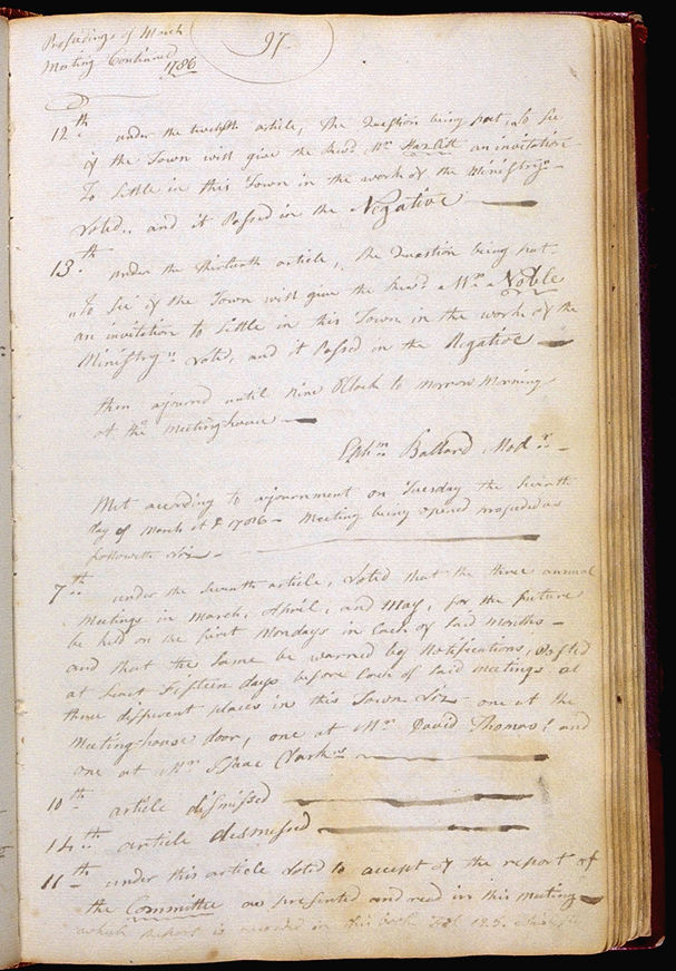 Hallowell Town Records (Original) folio 97 (March 6, 1786 meeting). Choose 'View Text' (at top) for faster download.