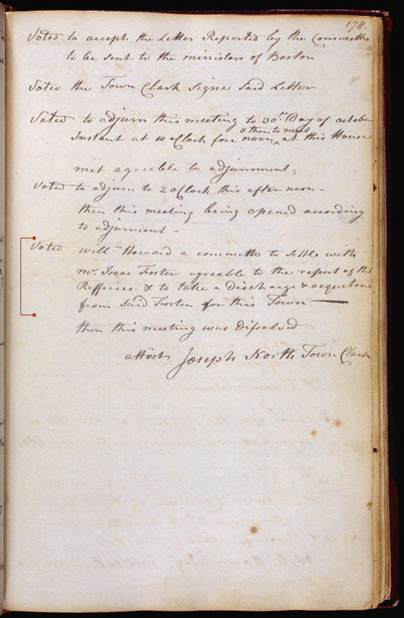 Hallowell Town Records (Original) folio 178 (October 30, 1789 meeting). Choose 'View Text' (at top) for faster download.