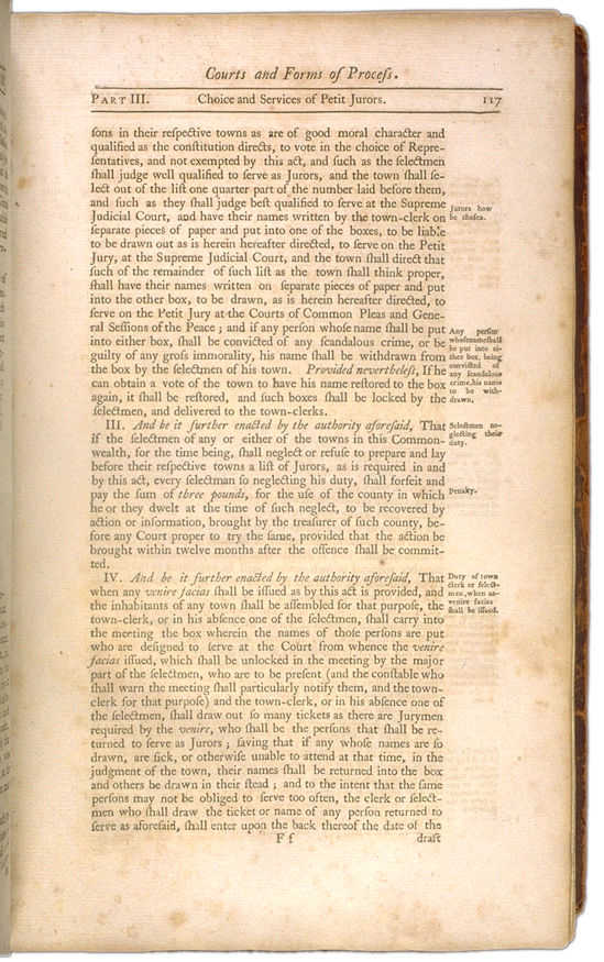 The Perpetual Laws of the Commonwealth of Massachusetts Page 117. Choose 'View Text' (at top) for faster download.