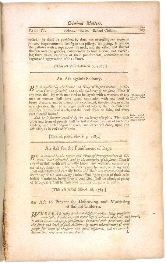 The Perpetual Laws of the Commonwealth of Massachusetts Page 187. Choose 'View Text' (at top) for faster download.