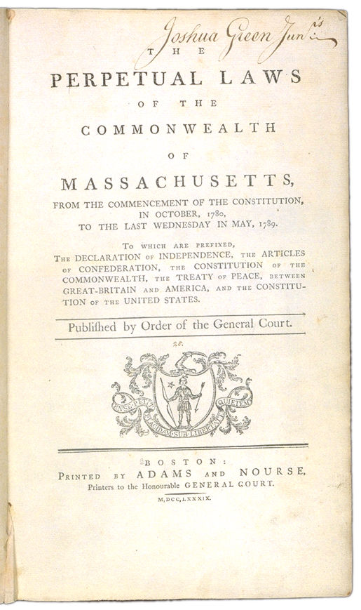 The Perpetual Laws of the Commonwealth of Massachusetts Title page. Choose 'View Text' (at top) for faster download.