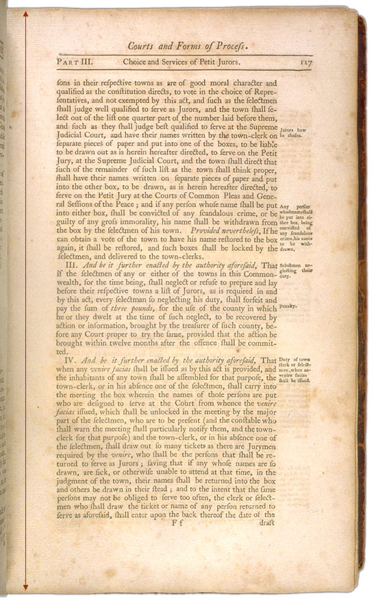 The Perpetual Laws of the Commonwealth of Massachusetts Page 117. Choose 'View Text' (at top) for faster download.