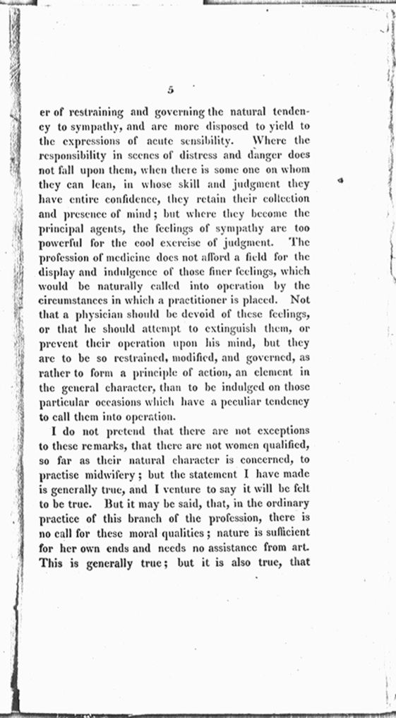 Remarks on the Employment of Females as Practitioners in Midwifery. By a Physician. Page 5. Choose 'View Text' (at top) for faster download.