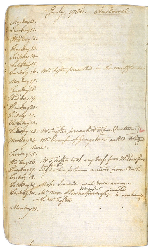 Henry Sewall's Diary July 10 through July 31, 1786. Choose 'View Text' (at top) for faster download.