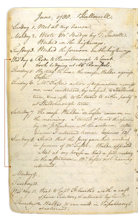 Henry Sewall's Diary June 1 through June 12, 1788. Choose 'View Text' (at top) for faster download.