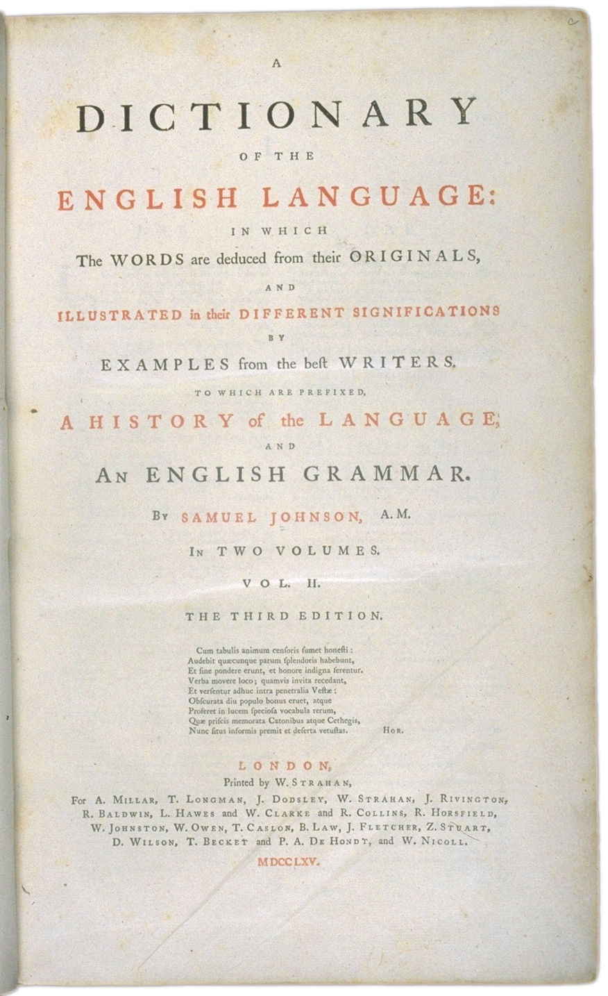 A Dictionary of the English Language Title page. Choose 'View Text' (at top) for faster download.