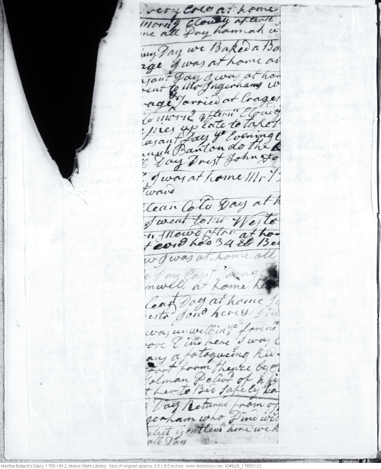 Page of Martha Ballard's Diary