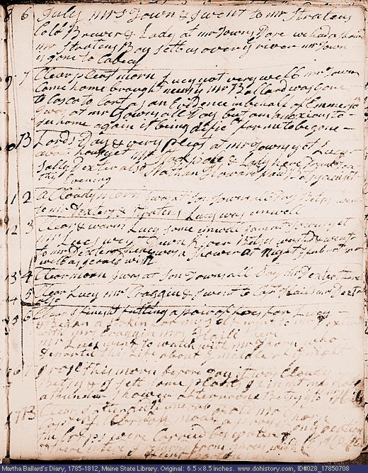 Jul. 8-17, 1785 diary page (image, 124K). Choose 'View Text' (at left) for faster download.