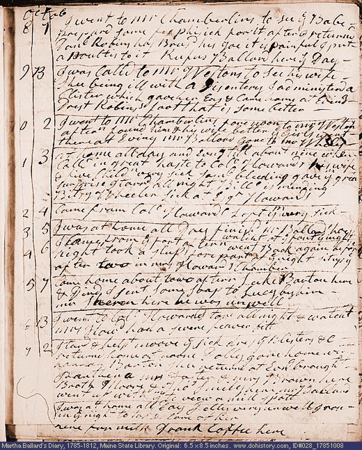 Oct. 8-17, 1785 diary page (image, 140K). Choose 'View Text' (at left) for faster download.
