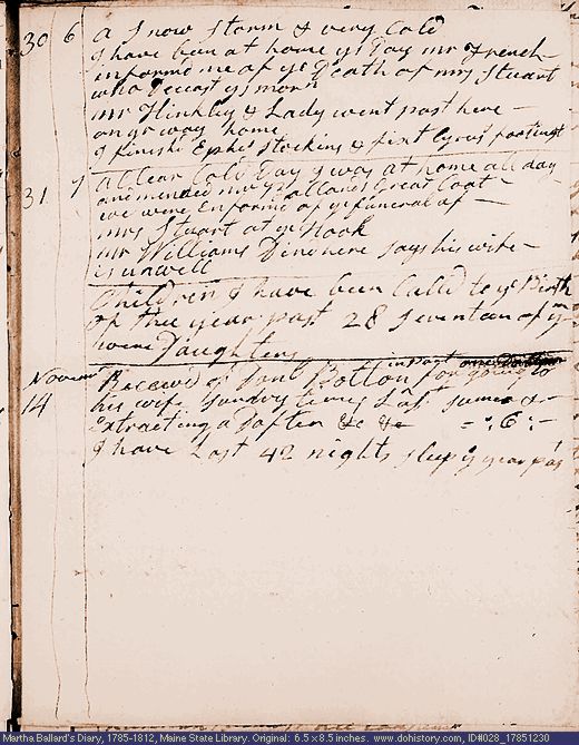 Dec. 30-31, 1785 diary page (image, 90K). Choose 'View Text' (at left) for faster download.