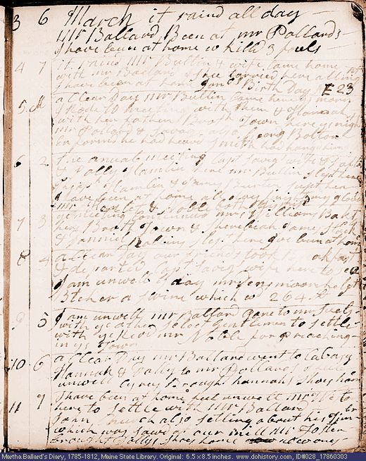 Mar. 3-11, 1786 diary page (image, 105K). Choose 'View Text' (at left) for faster download.