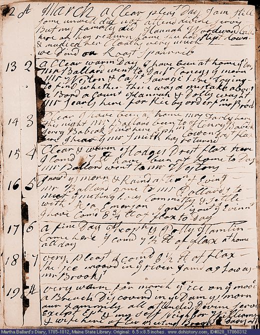Mar. 12-19, 1786 diary page (image, 143K). Choose 'View Text' (at left) for faster download.