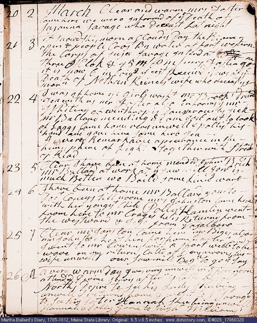 Mar. 20-26, 1786 diary page (image, 133K). Choose 'View Text' (at left) for faster download.