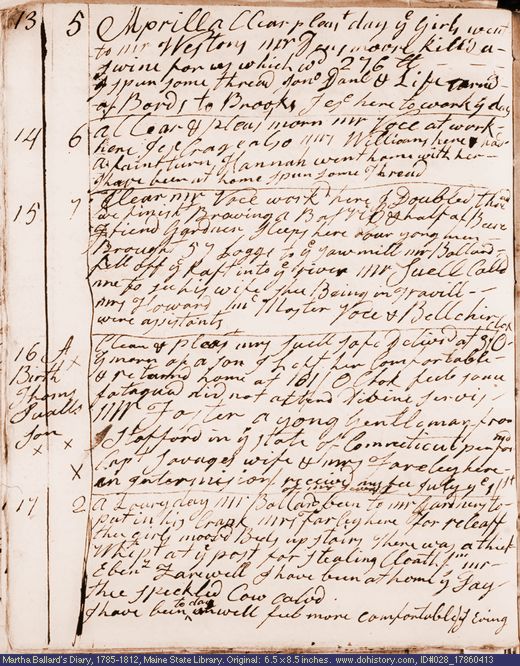 Apr. 13-17, 1786 diary page (image, 123K). Choose 'View Text' (at left) for faster download.