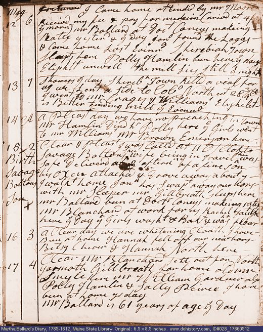 May 12-17, 1786 diary page (image, 132K). Choose 'View Text' (at left) for faster download.