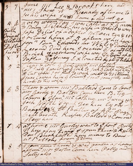 Jun. 3-8, 1786 diary page (image, 117K). Choose 'View Text' (at left) for faster download.