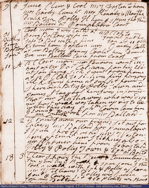 Jun. 9-13, 1786 diary page (image, 126K). Choose 'View Text' (at left) for faster download.