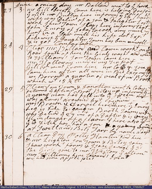 Jun. 27-30, 1786 diary page (image, 117K). Choose 'View Text' (at left) for faster download.