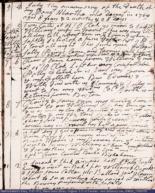 Jul. 5-10, 1786 diary page (image, 141K). Choose 'View Text' (at left) for faster download.