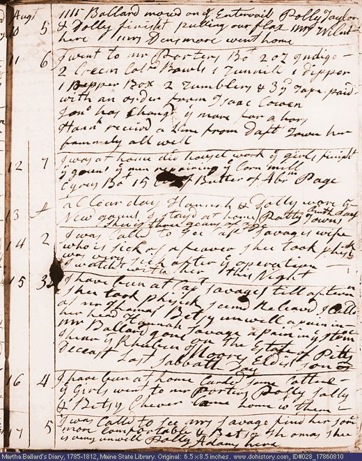 Aug. 10-17, 1786 diary page (image, 125K). Choose 'View Text' (at left) for faster download.