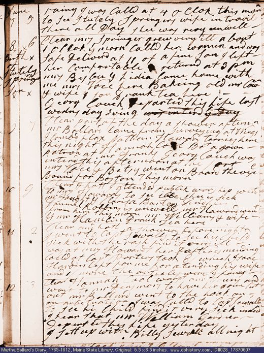 Jun. 7-12, 1787 diary page (image, 134K). Choose 'View Text' (at left) for faster download.