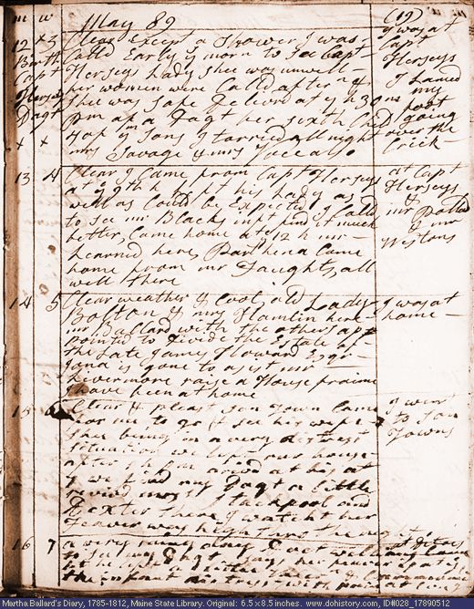 May 12-16, 1789 diary page (image, 129K). Choose 'View Text' (at left) for faster download.
