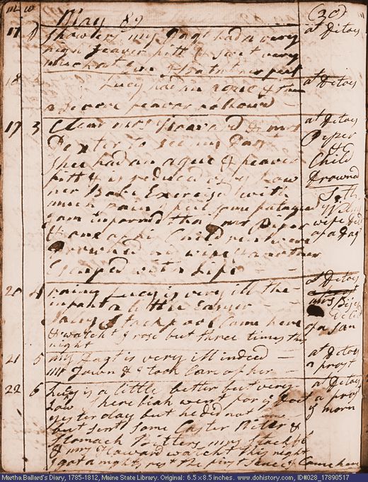 May 17-22, 1789 diary page (image, 115K). Choose 'View Text' (at left) for faster download.