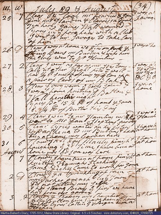 Jul. 25-Aug. 3, 1789 diary page (image, 142K). Choose 'View Text' (at left) for faster download.