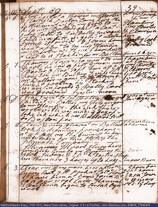 Sep. 4-8, 1789 diary page (image, 139K). Choose 'View Text' (at left) for faster download.