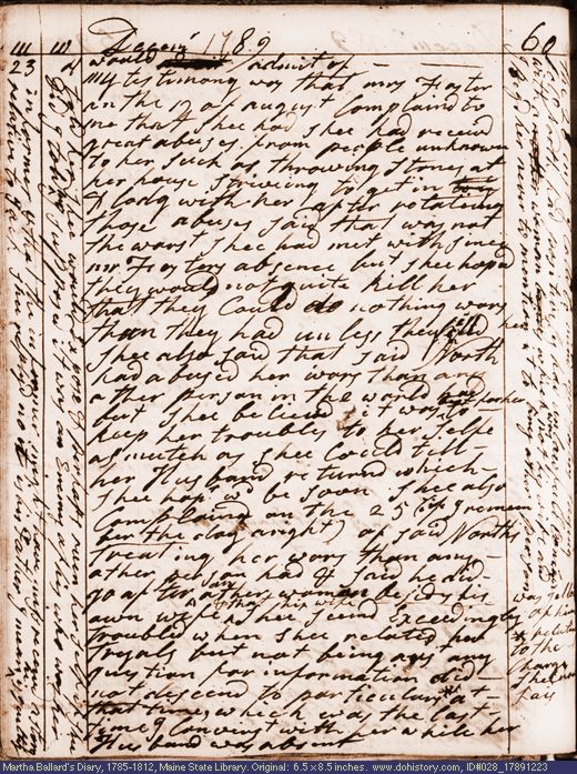 Dec. 23, 1789 diary page (image, 146K). Choose 'View Text' (at left) for faster download.