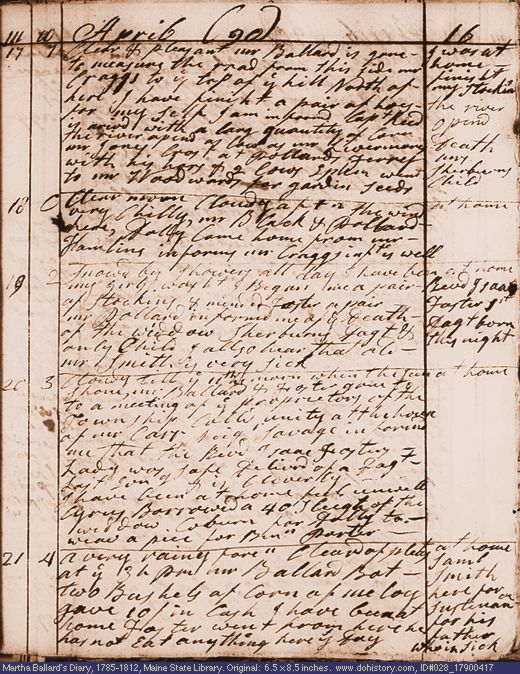 Apr. 17-21, 1790 diary page (image, 127K). Choose 'View Text' (at left) for faster download.