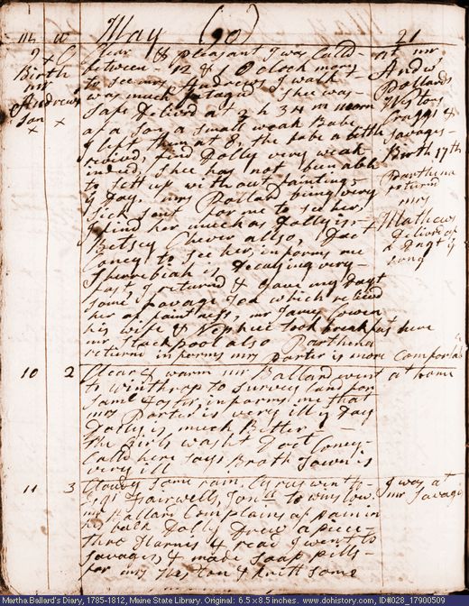 May 9-11, 1790 diary page (image, 119K). Choose 'View Text' (at left) for faster download.