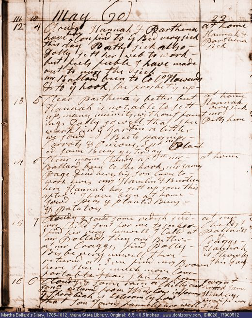 May 12-16, 1790 diary page (image, 111K). Choose 'View Text' (at left) for faster download.