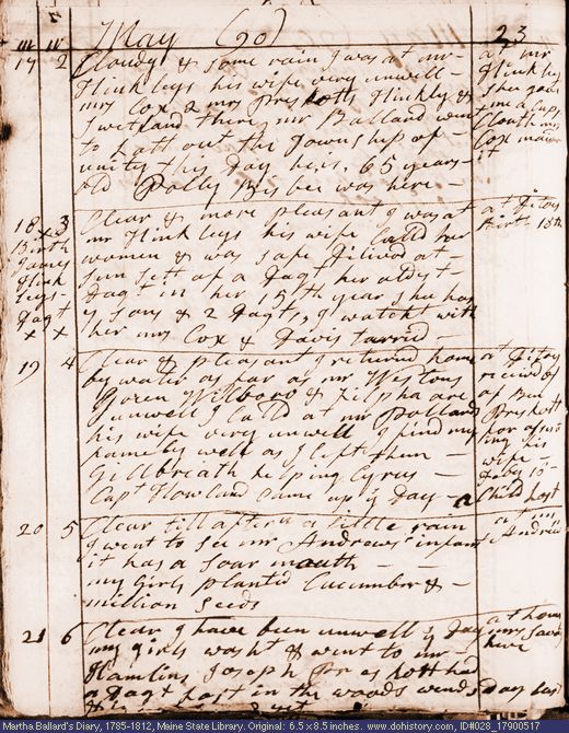 May 17-21, 1790 diary page (image, 118K). Choose 'View Text' (at left) for faster download.