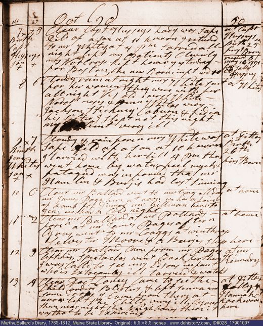 Oct. 7-13, 1790 diary page (image, 123K). Choose 'View Text' (at left) for faster download.