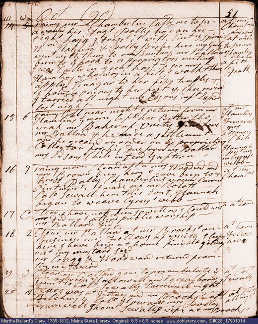 Oct. 14-20, 1790 diary page (image, 126K). Choose 'View Text' (at left) for faster download.