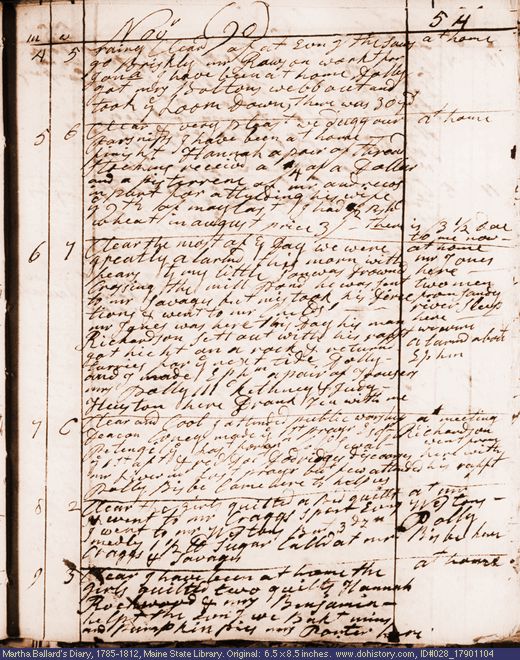 Nov. 4-9, 1790 diary page (image, 122K). Choose 'View Text' (at left) for faster download.