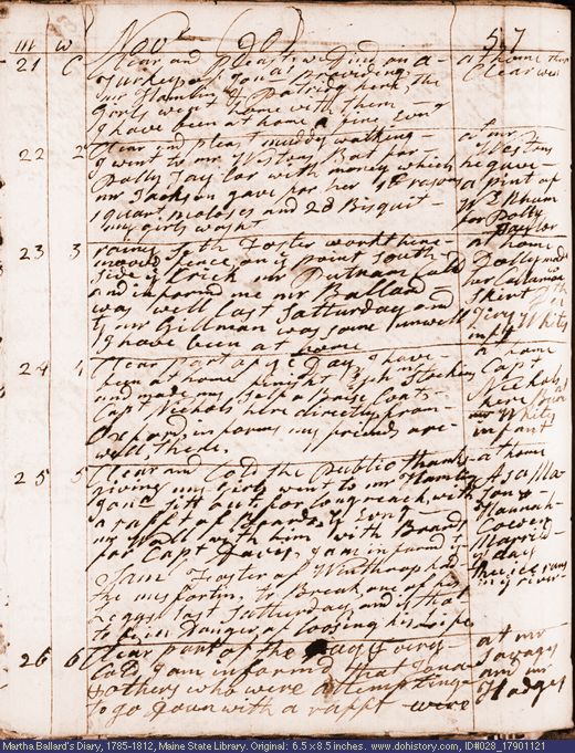 Nov. 21-26, 1790 diary page (image, 128K). Choose 'View Text' (at left) for faster download.