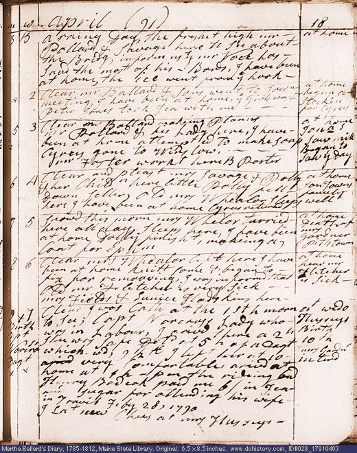 Apr. 3-9, 1791 diary page (image, 128K). Choose 'View Text' (at left) for faster download.