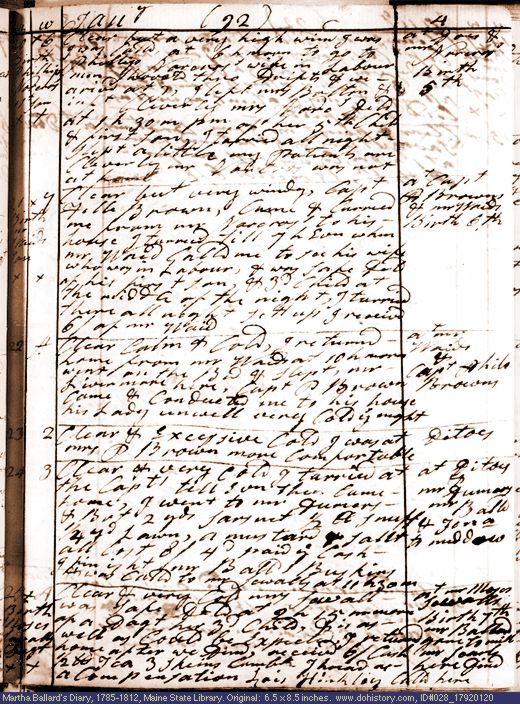 Jan. 20-25, 1792 diary page (image, 148K). Choose 'View Text' (at left) for faster download.