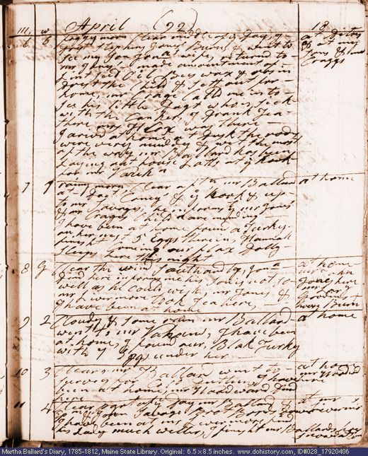 Apr. 6-11, 1792 diary page (image, 119K). Choose 'View Text' (at left) for faster download.