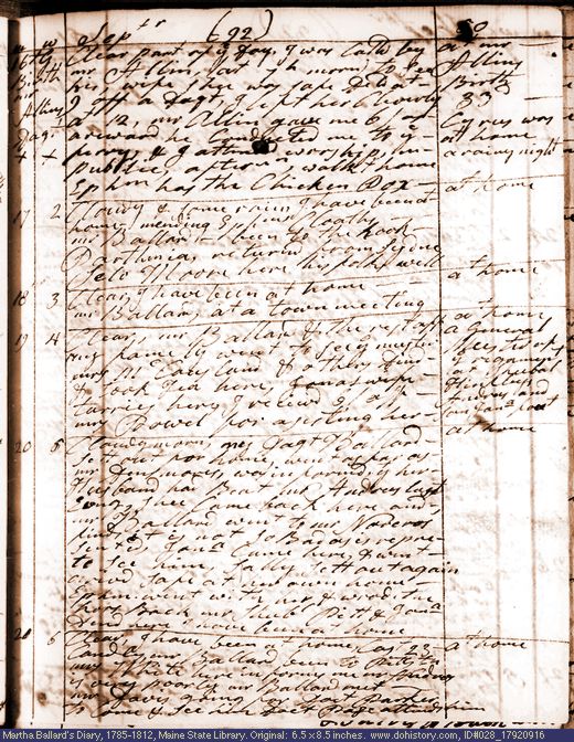 Sep. 16-21, 1792 diary page (image, 135K). Choose 'View Text' (at left) for faster download.