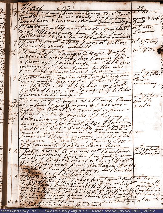 May 2-10, 1793 diary page (image, 145K). Choose 'View Text' (at left) for faster download.