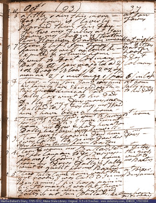 Oct. 4-10, 1793 diary page (image, 141K). Choose 'View Text' (at left) for faster download.