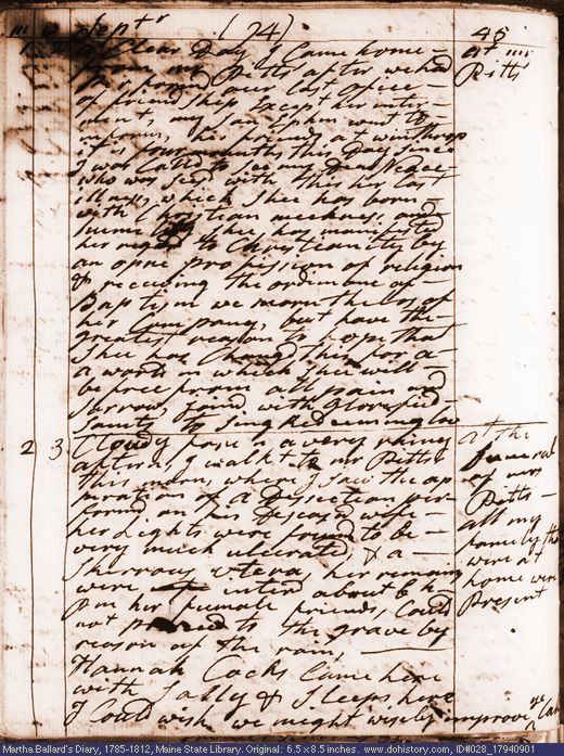 Sep. 1-2, 1794 diary page (image, 126K). Choose 'View Text' (at left) for faster download.